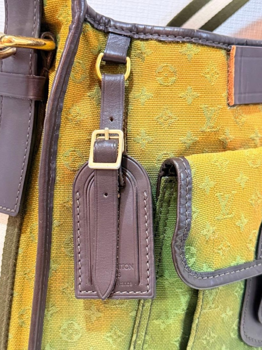 Louis Vuitton Green Ombre Shoulder Bag with Front Pocket and Brown Trim - Picture 11 of 12